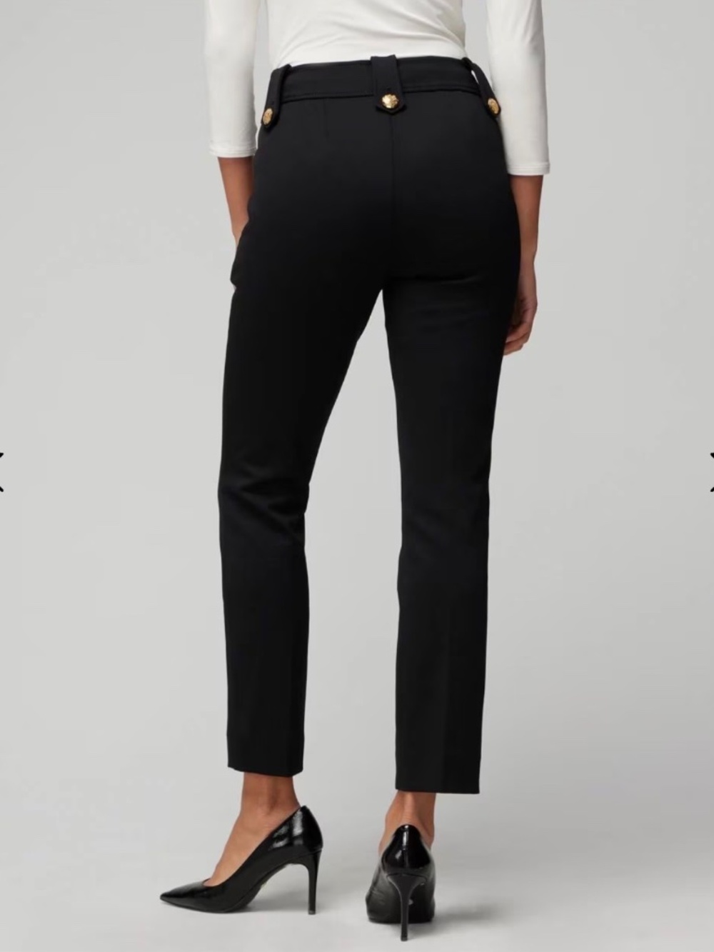 Maritime detail White House Black Market Jolie Button Luxe Straight Pant Sz 12L - Picture 8 of 9